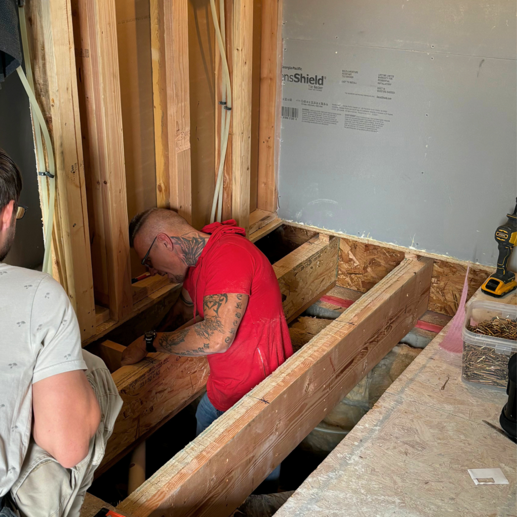 Construction progress of shower